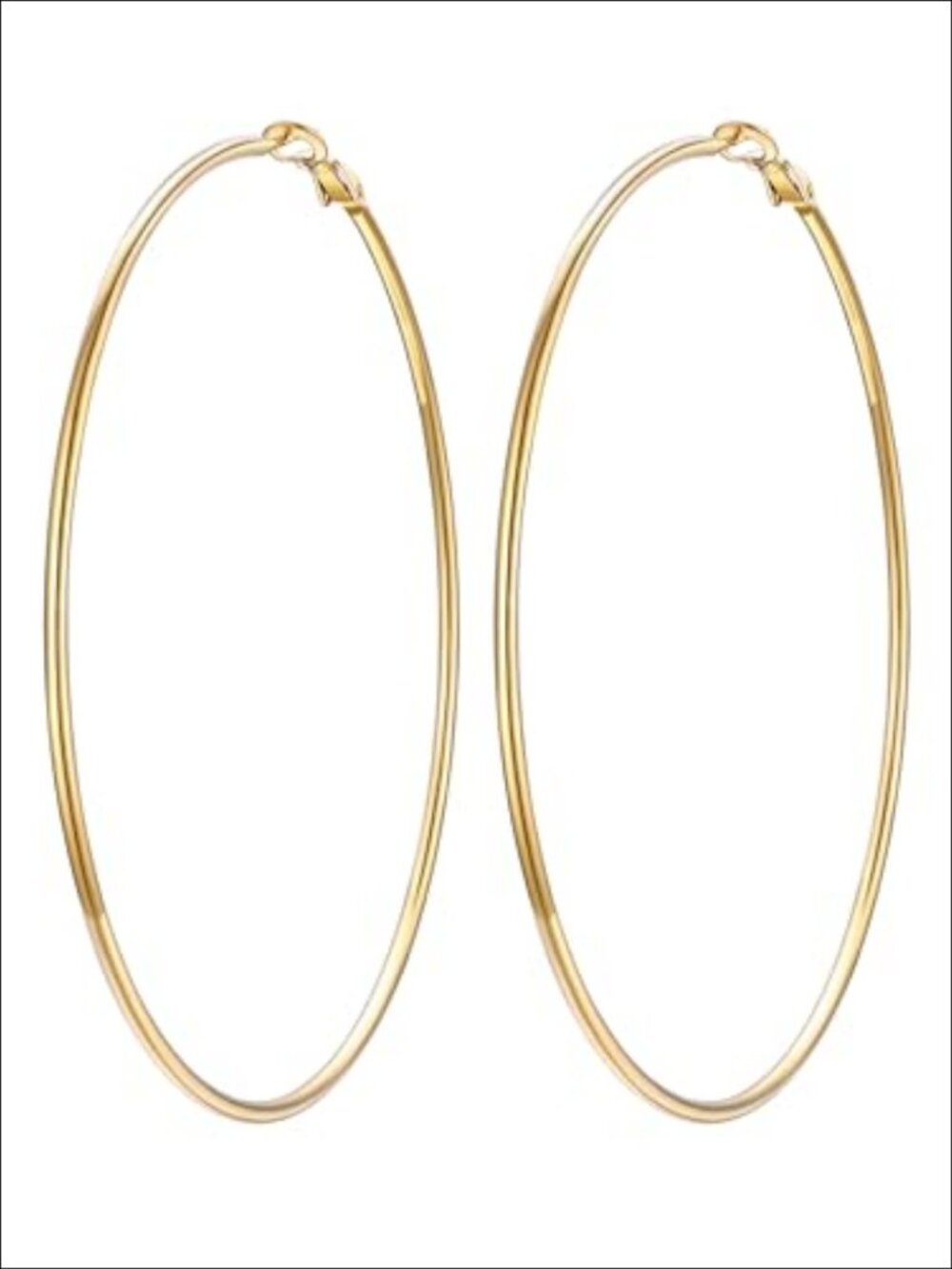 14K Gold Plated Big Hoop Earrings Stainless Steel 90mm Snap Back